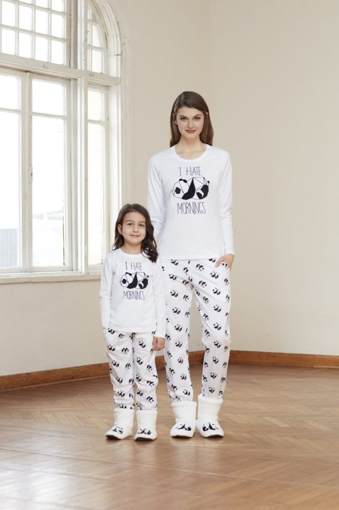 Girls I Want to Sleep All Day Panda Long Cotton Pyjamas 