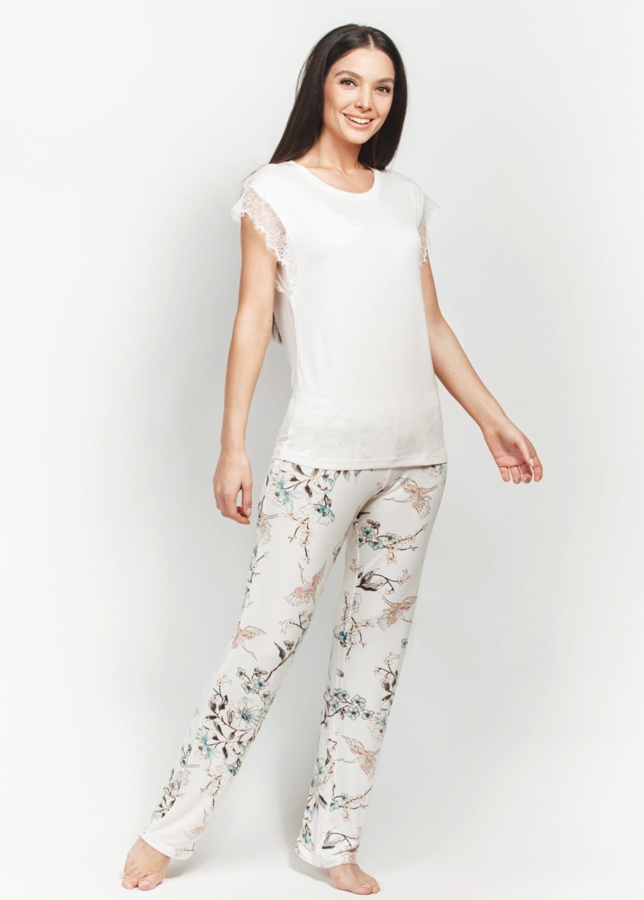Ultra Soft Lace Trim Floral Short Sleeve PJ Set – Mood Pajamas