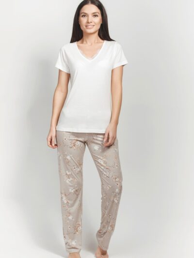 Ultra Soft Tranquil Blossom Lace Neck Short Sleeve PJ Set